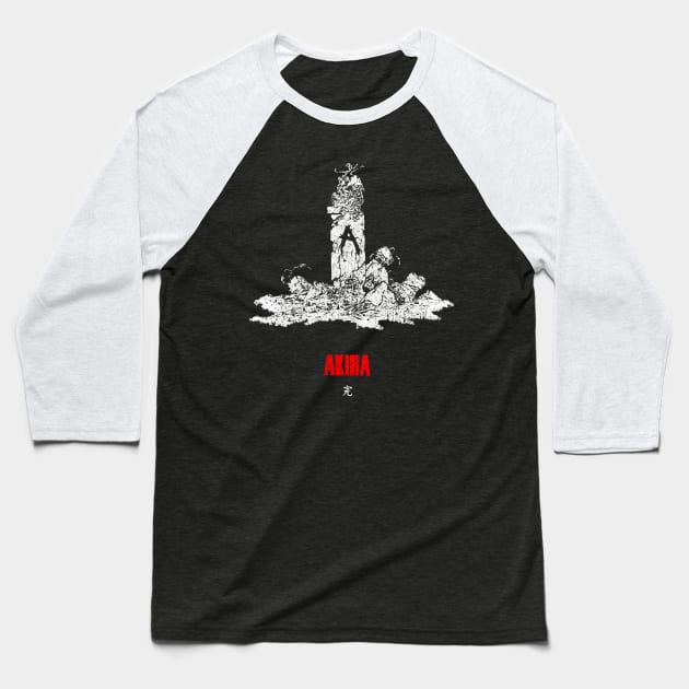 Akira Shrine Baseball T-Shirt by huckblade